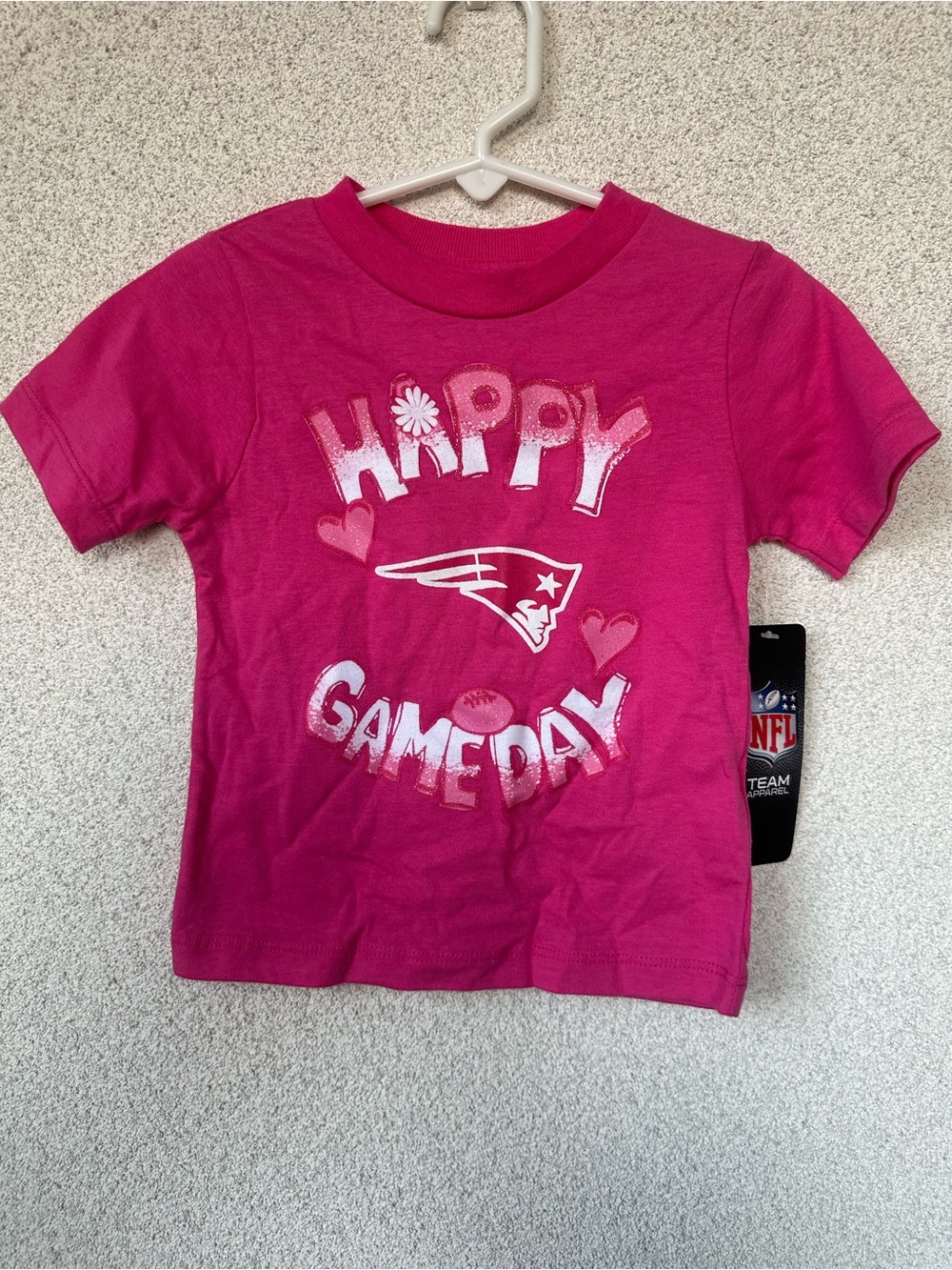 NFL New England Patriots Happy Gameday Pink Toddler Tee 2T, NWT